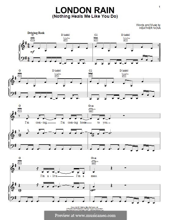 London Rain (Nothing Heals Me Like You Do): Для голоса и фортепиано (или гитары) by Heather Nova