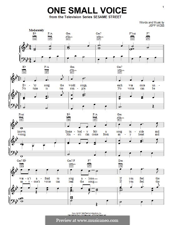 One Small Voice (from Sesame Street): Для голоса и фортепиано (или гитары) by Jeff Moss