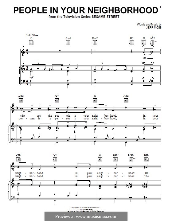 People In Your Neighborhood (from Sesame Street): Для голоса и фортепиано (или гитары) by Jeff Moss