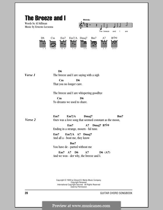 The Breeze and I: Текст, аккорды by Эрнесто Лекуона