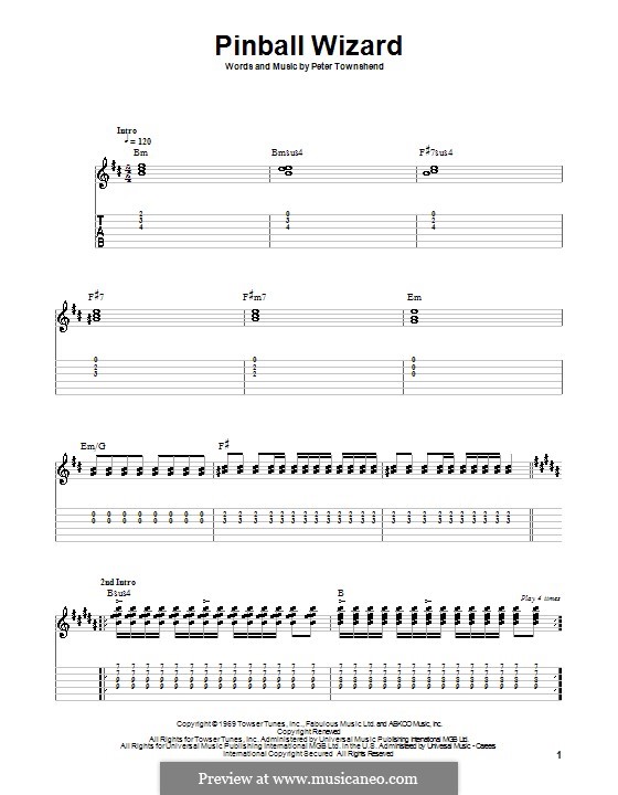 P. Townshend Pinball Wizard (The Who) ноты на MusicaNeo