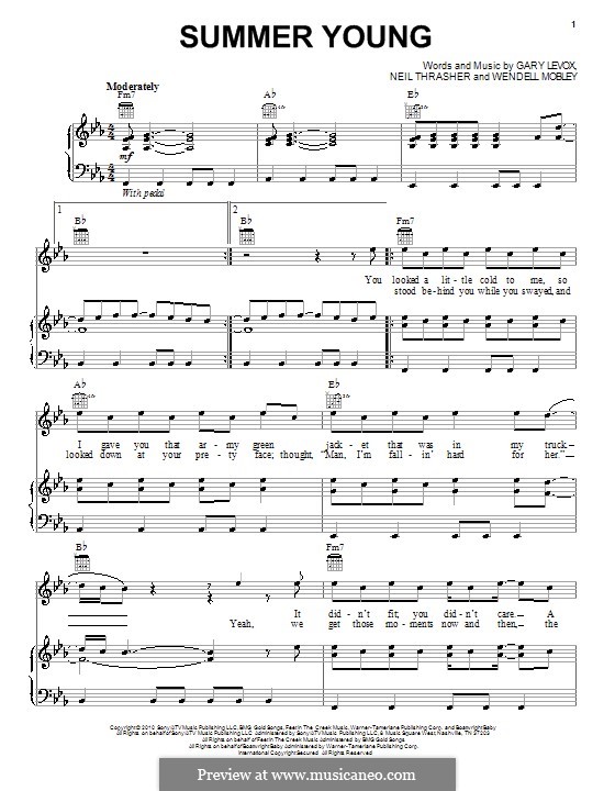 Summer Young (Rascal Flatts): Для голоса и фортепиано (или гитары) by Gary Levox, Neil Thrasher, Wendell Mobley