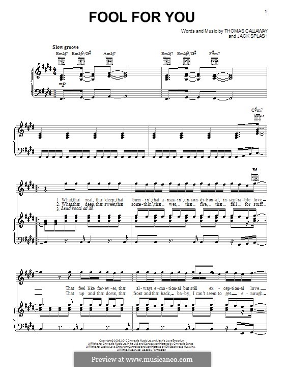 Fool for You (Cee Lo Green): Для голоса и фортепиано (или гитары) by Jack Splash, Thomas Callaway