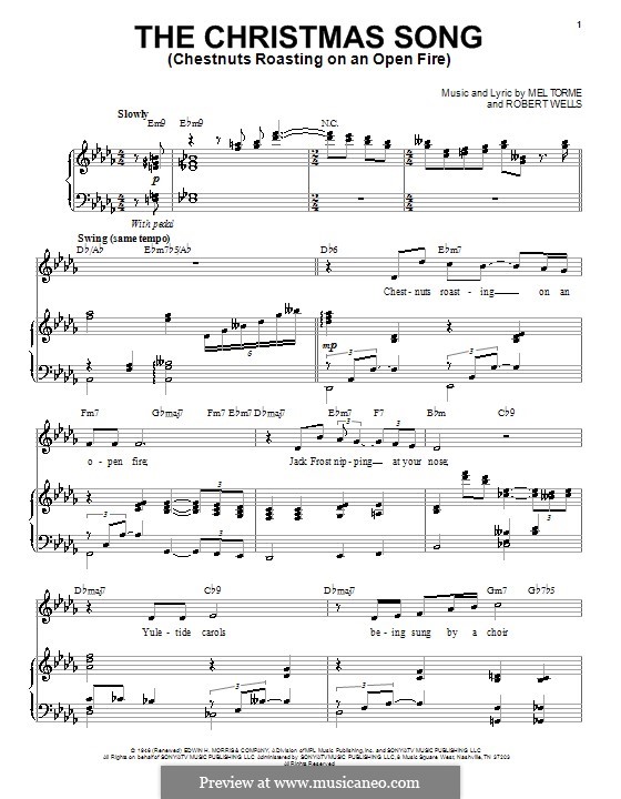 Vocal version: Для голоса и фортепиано (Nat King Cole) by Mel Tormé, Robert Wells