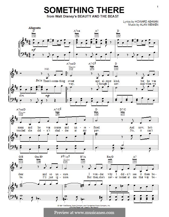 Something There (from Beauty and the Beast): Для голоса и фортепиано (или гитары) by Alan Menken