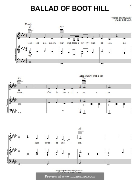 Ballad of Boot Hill: Для голоса и фортепиано (или гитары) by Carl Lee Perkins