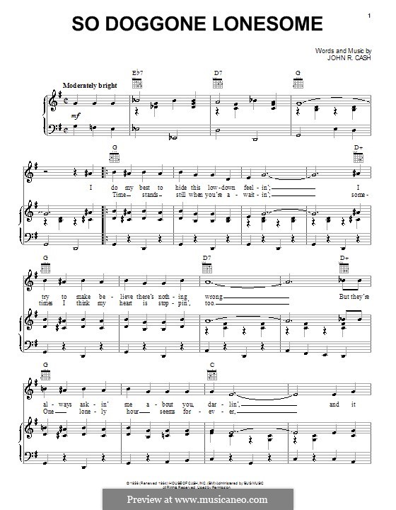 So Doggone Lonesome: Для голоса и фортепиано (или гитары) by Johnny Cash