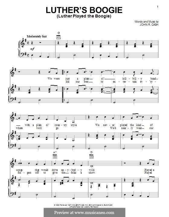 Luther's Boogie (Luther Played the Boogie): Для голоса и фортепиано (или гитары) by Johnny Cash