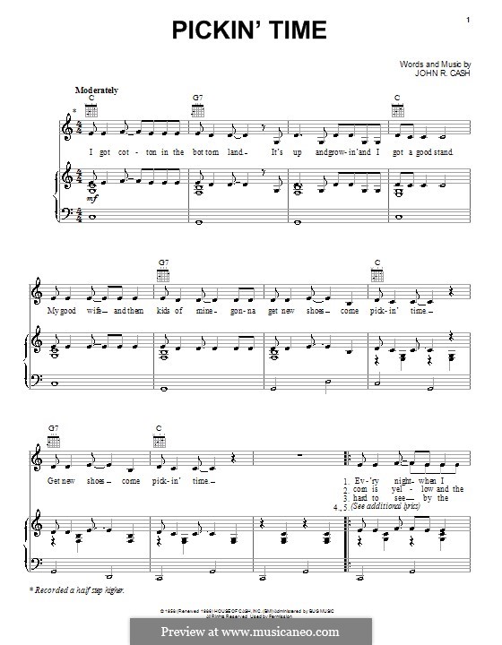 Pickin' Time: Для голоса и фортепиано (или гитары) by Johnny Cash