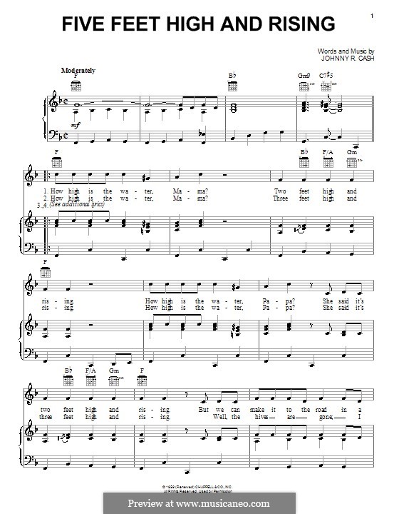 Five Feet High and Rising: Для голоса и фортепиано (или гитары) by Johnny Cash