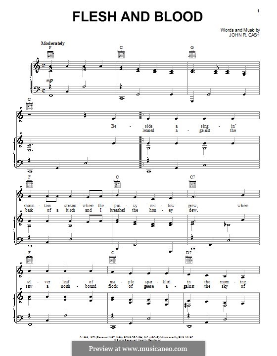 Flesh and Blood: Для голоса и фортепиано (или гитары) by Johnny Cash