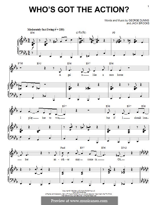 Who's Got the Action (Dean Martin): Для голоса и фортепиано by George Duning, Jack Brooks
