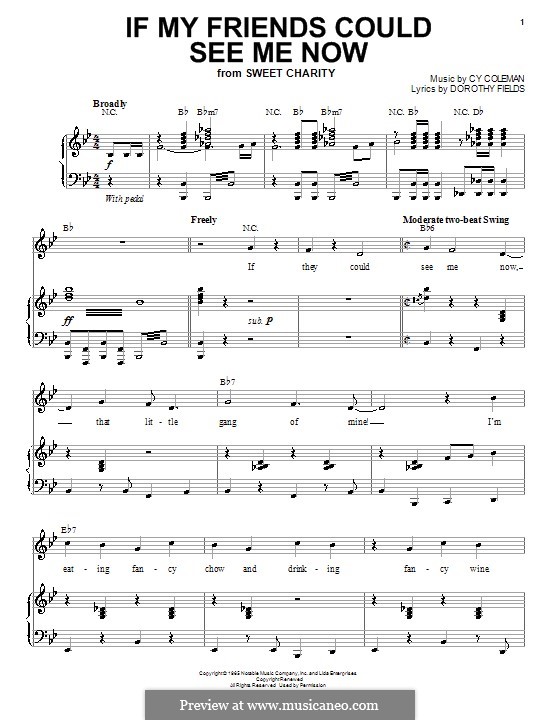 If My Friends Could See Me Now (from Sweet Charity): Для голоса и фортепиано by Cy Coleman