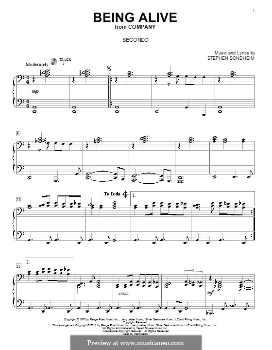 Being Alive (from Company): Для фортепиано в 4 руки by Stephen Sondheim