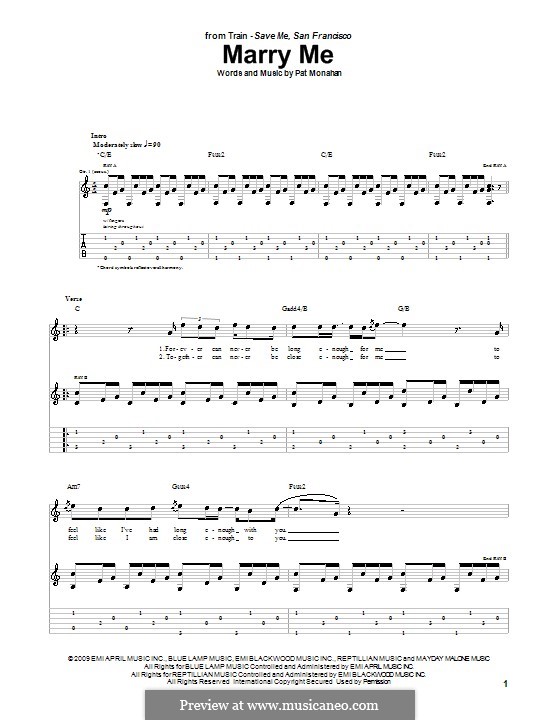 Marry Me (Train): Для гитары с табулатурой by Patrick Monahan