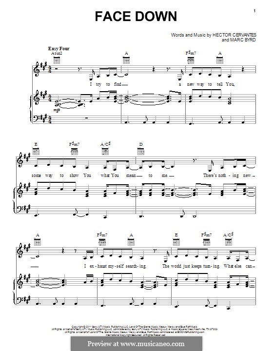 Face Down (Casting Crowns): Для голоса и фортепиано (или гитары) by Hector Cervantes, Marc Byrd