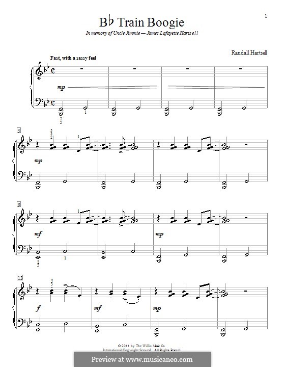 B-Flat Train Boogie: Для фортепиано by Randall Hartsell