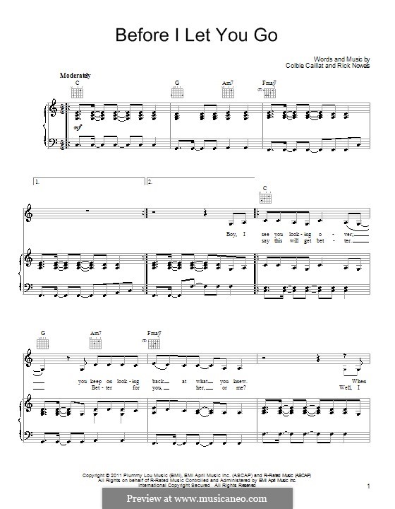 Before I Let You Go (Colbie Caillat): Для голоса и фортепиано (или гитары) by Rick Nowels