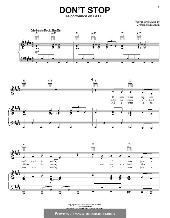 Don't Stop (Fleetwood Mac): Для голоса и фортепиано (или гитары) by Christine McVie