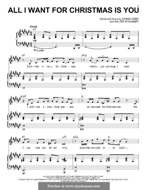 Vocal version: Для голоса и фортепиано (Michael Buble) by Mariah Carey, Walter Afanasieff