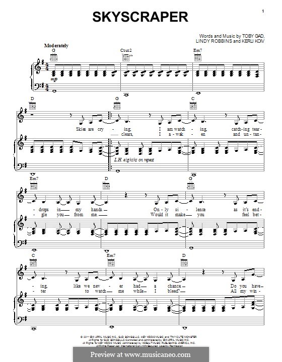 Skyscraper (Demi Lovato): Для голоса и фортепиано (или гитары) by Kerli Koiv, Lindy Robbins, Tobias Gad