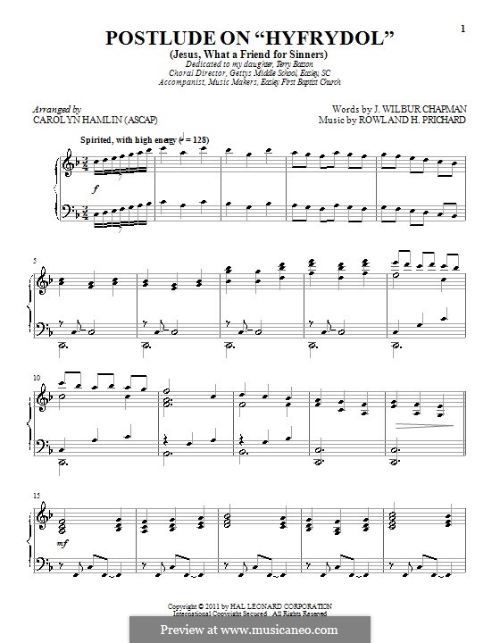 Jesus! What a Friend to Sinners: Для фортепиано by Rowland Huw Prichard