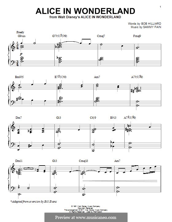 Alice in Wonderland (Bill Evans): Для фортепиано by Bob Hilliard, Sammy Fain