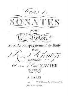 Три сонаты для скрипки и бассо континуо, Op.1: Партитура by Родольф Крейцер