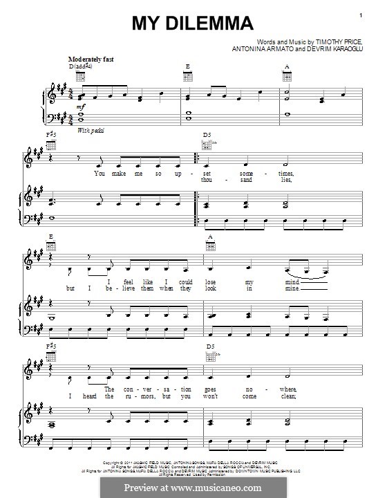 My Dilemma (Selena Gomez): Для голоса и фортепиано (или гитары) by Antonina Armato, Devrim Karaoglu, Timothy Price