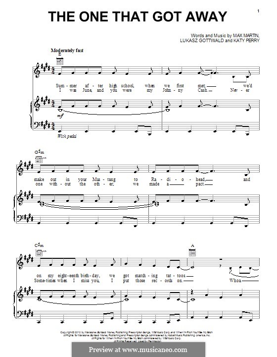 The One That Got Away: Для голоса и фортепиано (или гитары) by Katy Perry, Lukas Gottwald, Max Martin