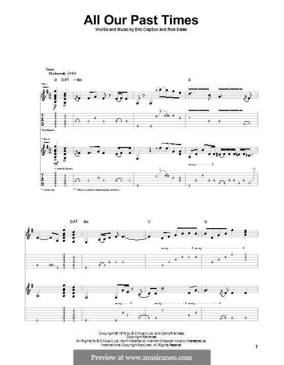 All Our Past Times: Гитарная табулатура by Rick Danko