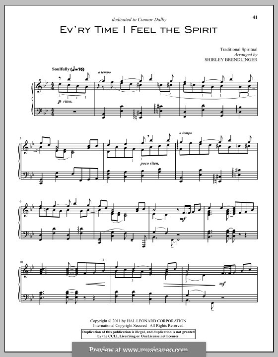 Every Time I Feel the Spirit: Для фортепиано by folklore