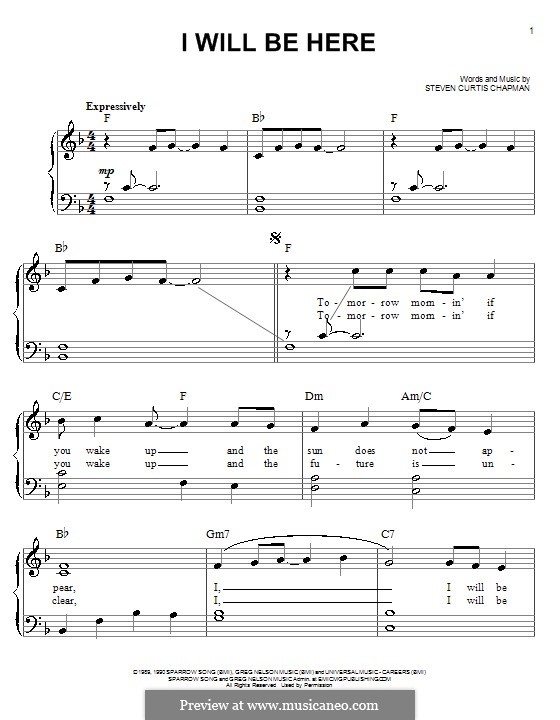 I Will Be Here: Для фортепиано (легкий уровень) by Steven Curtis Chapman