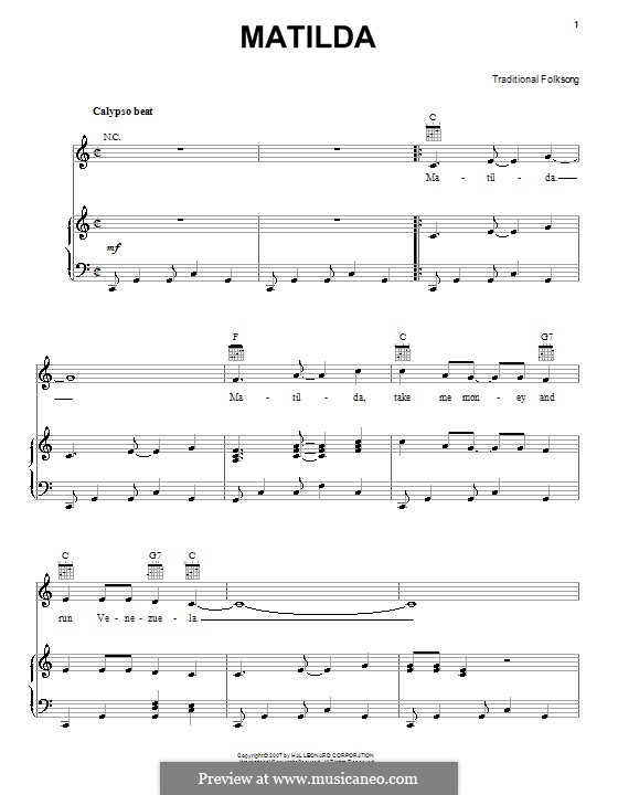 Matilda: Для голоса и фортепиано (или гитары) by folklore