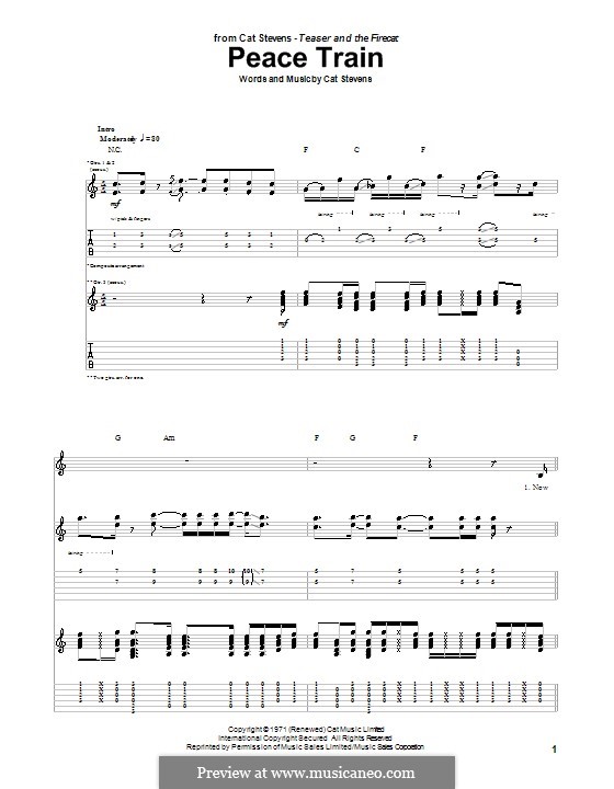 Peace Train: Гитарная табулатура by Cat Stevens
