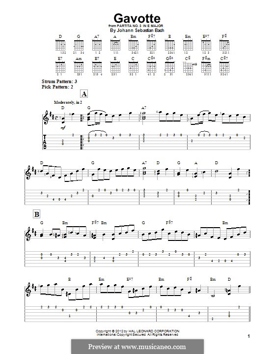 Партита для скрипки No.3 ми мажор, BWV 1006: Гавот. Переложение для гитары by Иоганн Себастьян Бах