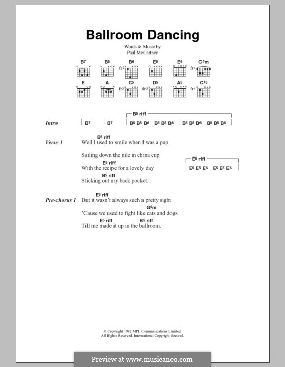Ballroom Dancing: Текст, аккорды by Paul McCartney
