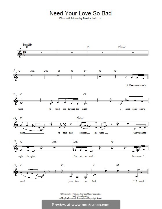Need Your Love So Bad (Fleetwood Mac): Мелодия, текст и аккорды by Mertis John Jr.