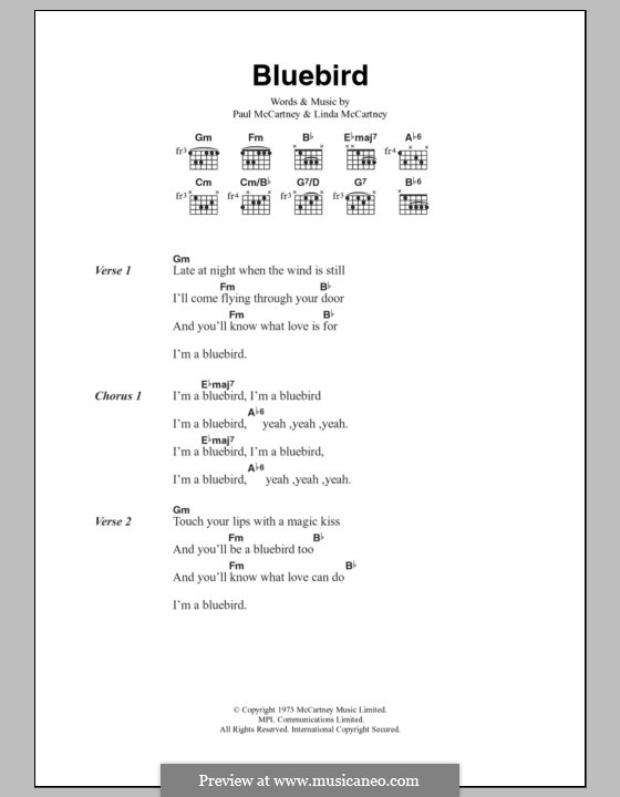 Bluebird: Текст, аккорды by Linda McCartney, Paul McCartney