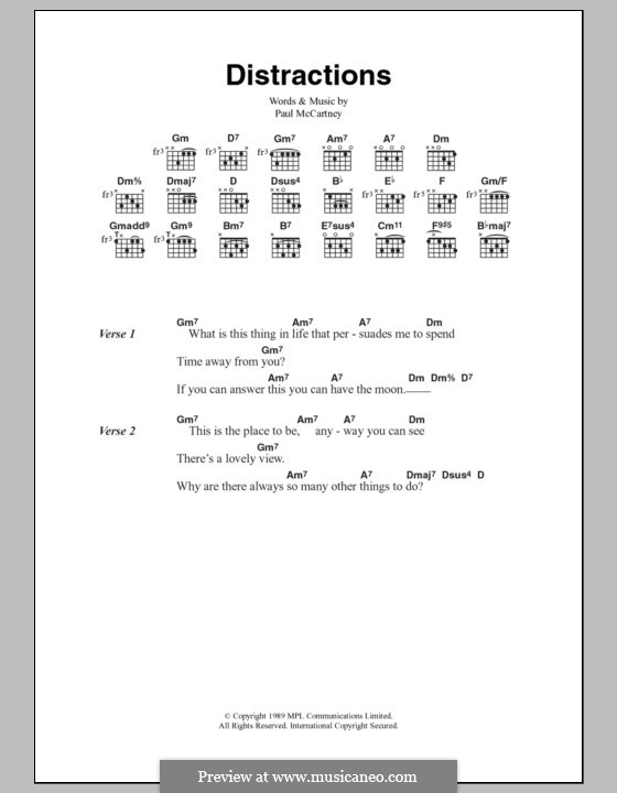 Distractions: Текст, аккорды by Paul McCartney