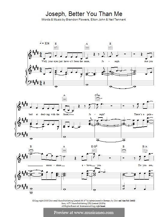 Joseph, Better You than Me (The Killers): Для голоса и фортепиано или гитары by Brandon Flowers, Elton John, Neil Tennant