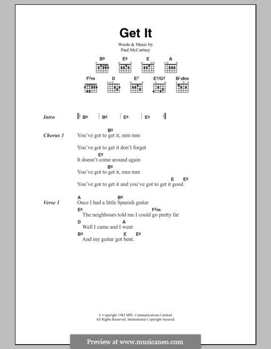 Get It: Текст, аккорды by Paul McCartney
