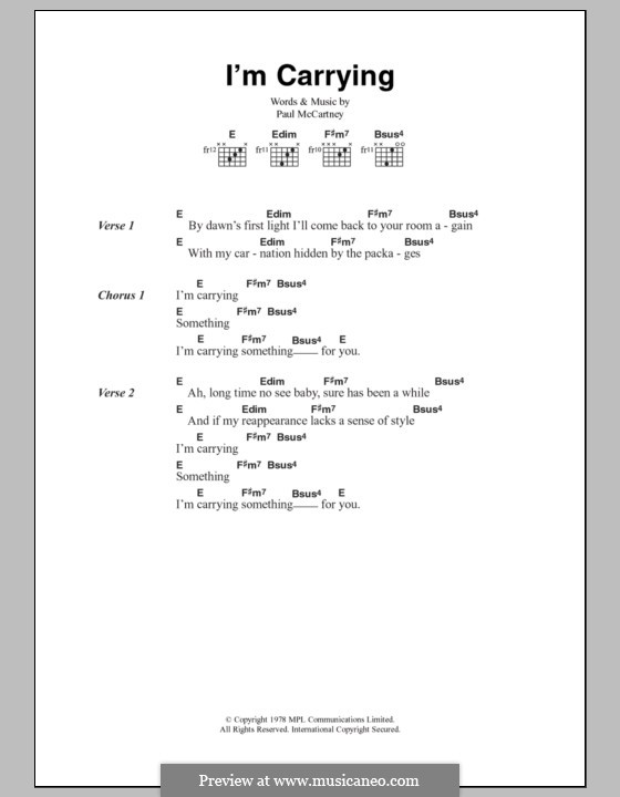 I'm Carrying (Wings): Текст, аккорды by Paul McCartney