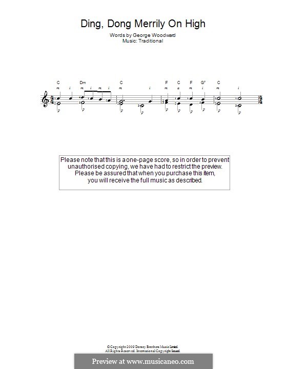 Ding Dong! Merrily on High (Printable Scores): Для гитары by folklore