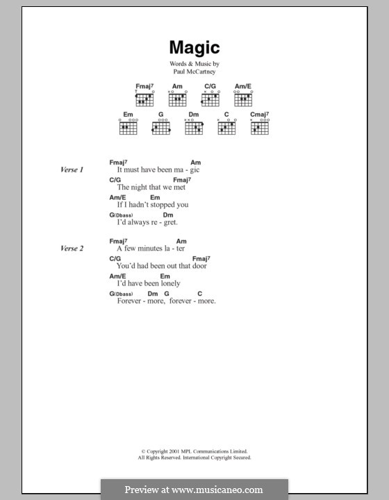 Magic: Текст, аккорды by Paul McCartney