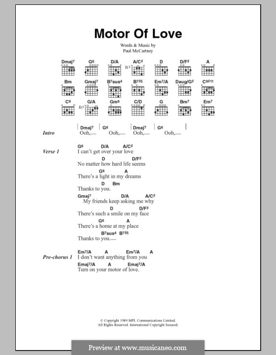 Motor of Love: Текст, аккорды by Paul McCartney