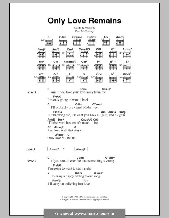 Only Love Remains: Текст, аккорды by Paul McCartney