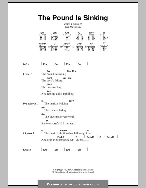 The Pound Is Sinking: Текст, аккорды by Paul McCartney