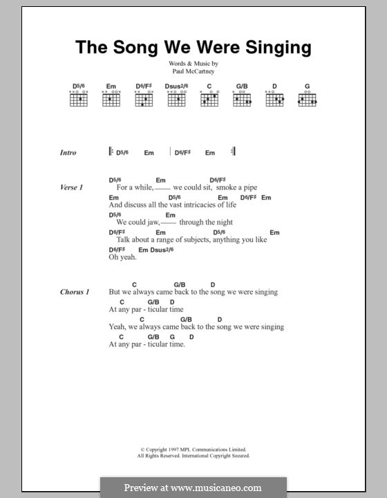 The Song We Were Singing: Текст, аккорды by Paul McCartney