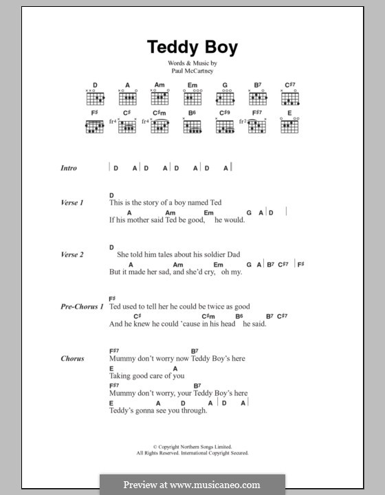 Teddy Boy: Текст, аккорды by Paul McCartney